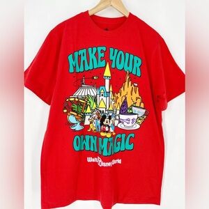 Walt Disney World Parks Make Your Own Magic Red Mickey Castle T Shirt XL Limited